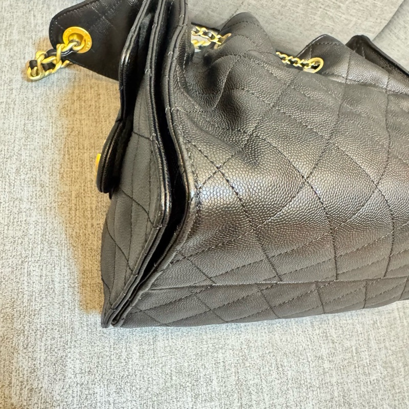 香奈兒 CHANEL 新款 25S hobo 抽縄 荔枝牛皮嬉皮包 水桶包 小號-14