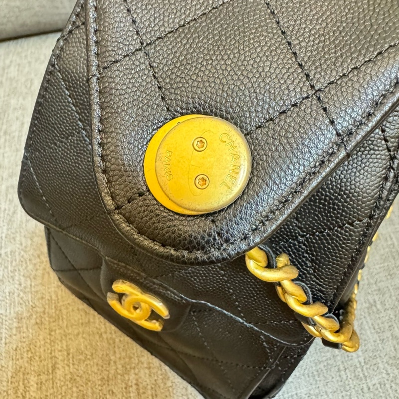 香奈兒 CHANEL 新款 25S hobo 抽縄 荔枝牛皮嬉皮包 水桶包 小號-17