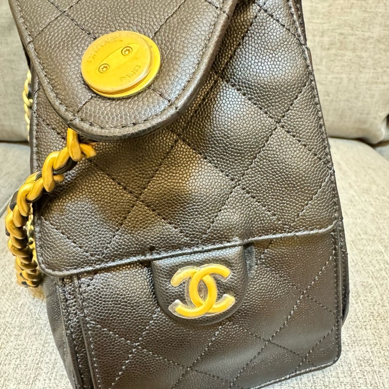 香奈兒 CHANEL 新款 25S hobo 抽縄 荔枝牛皮嬉皮包 水桶包 小號-19
