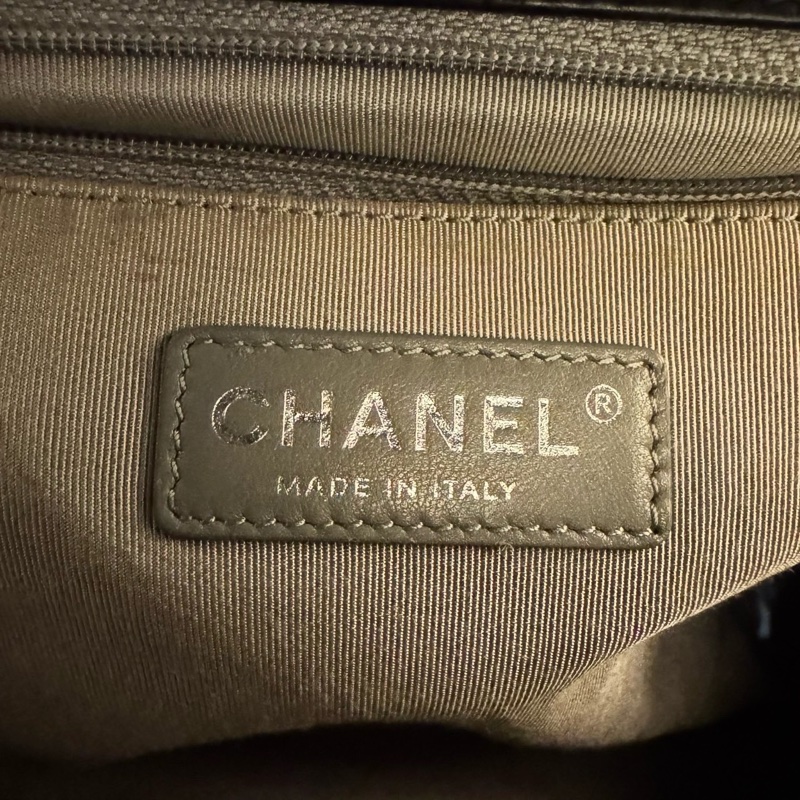 香奈兒CHANEL LEBOY 28 外縫復古銀黑色牛皮 鏈條包 肩背包 斜背包-38