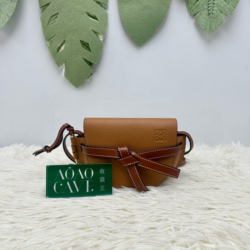LOEWE Mini Gate 焦糖色馬鞍包 斜肩包-0