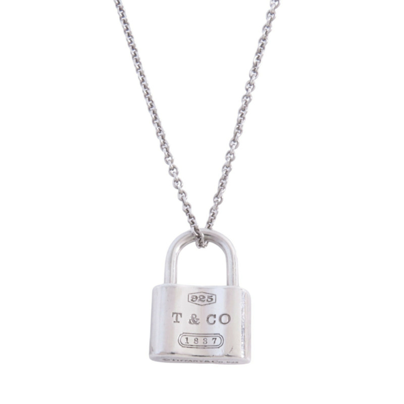TIFFANY&CO 925純銀Padlock Necklace銀扣項鏈-2