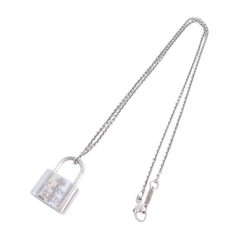 TIFFANY&CO 925純銀Padlock Necklace銀扣項鏈-5