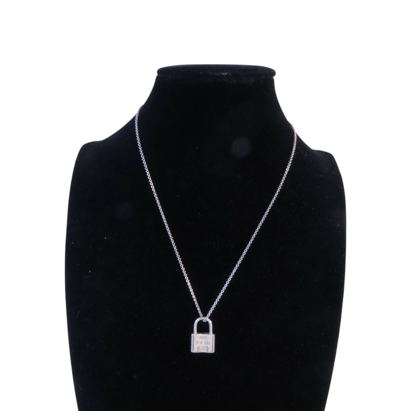 TIFFANY&CO 925純銀Padlock Necklace銀扣項鏈-9