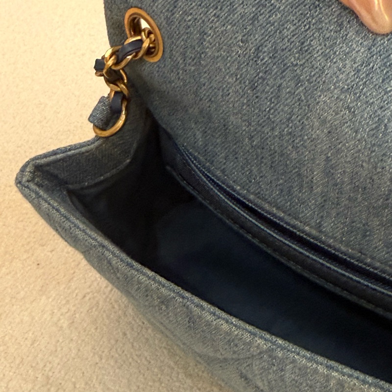 丹寧金球鏈CHANEL MINI COCO 20cm藍色牛仔肩背斜背包-14