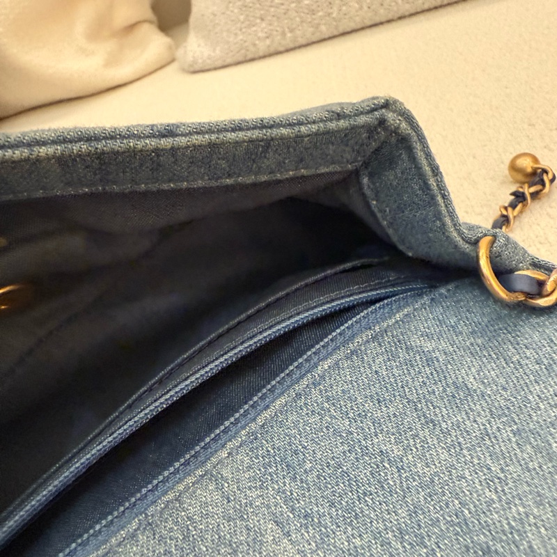 丹寧金球鏈CHANEL MINI COCO 20cm藍色牛仔肩背斜背包-15