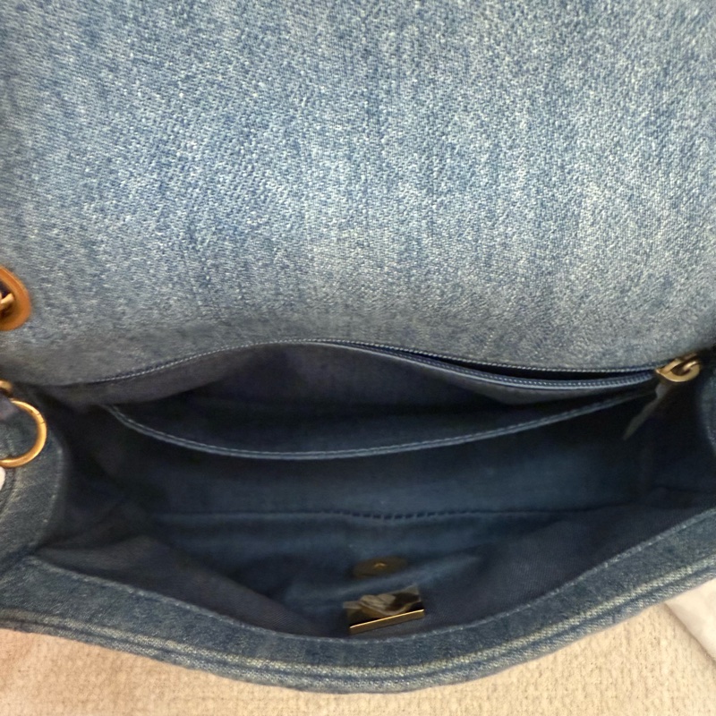 丹寧金球鏈CHANEL MINI COCO 20cm藍色牛仔肩背斜背包-18