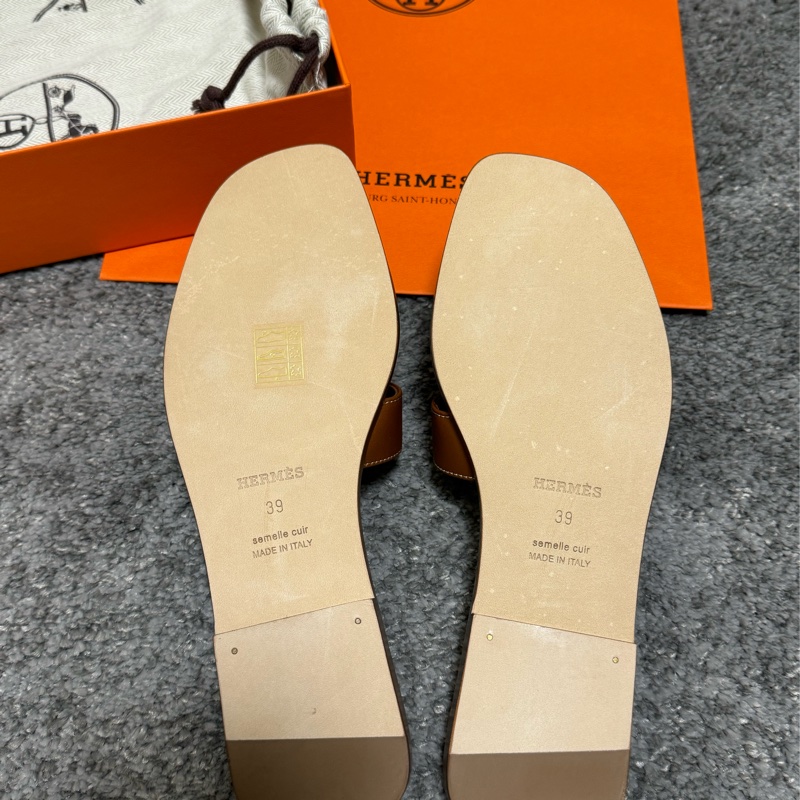 全新Hermes愛馬仕Oran 涼鞋 金棕色39號-4