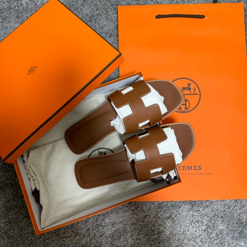 全新Hermes愛馬仕Oran 涼鞋 金棕色39號-7
