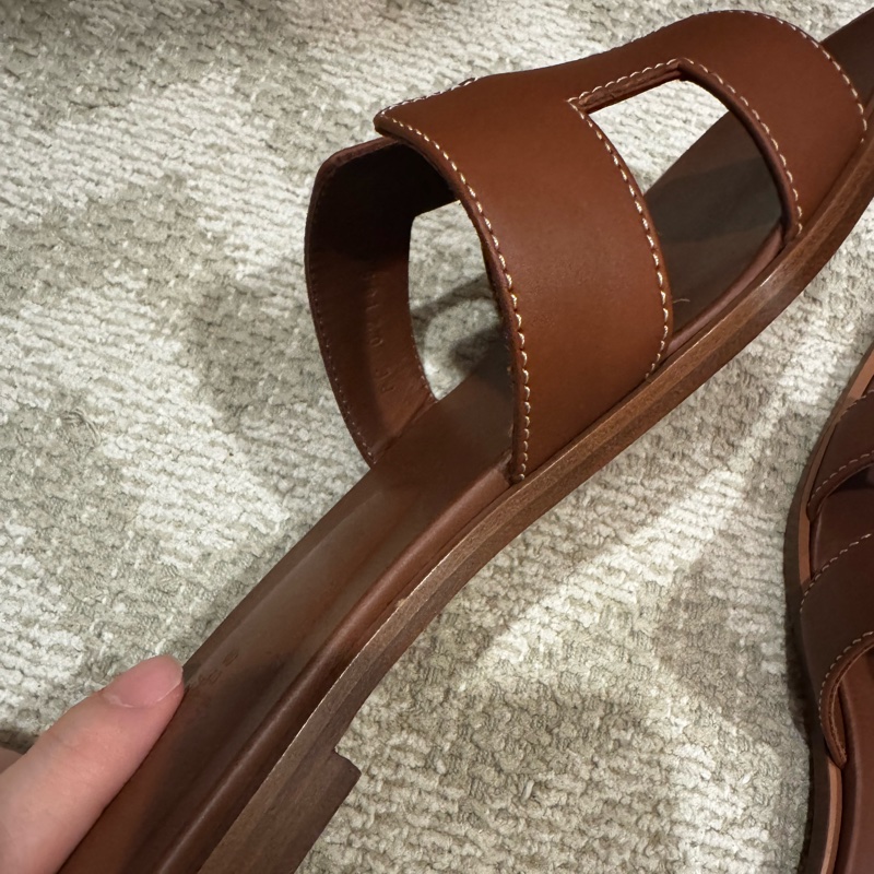 全新Hermes愛馬仕Oran 涼鞋 金棕色39號-8