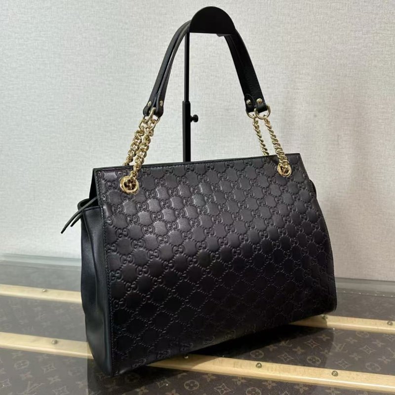 ✨GUCCI 黑金老花滿logo手提肩背購物包 35.5*27*14 98新配件塵袋-5