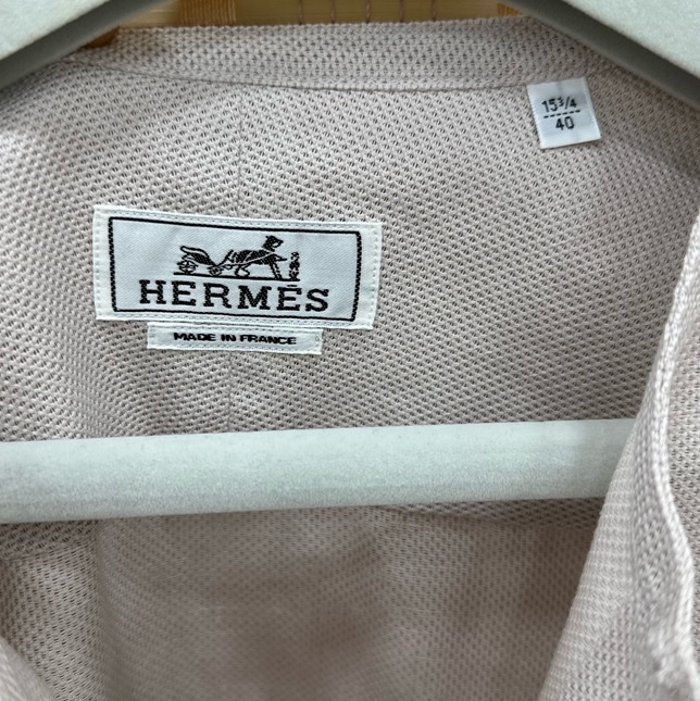 愛馬仕 Hermes CHEMISE BOXY SANS COL 淺灰色男仕長袖襯衫 40碼(15 3/4)全新有吊牌-2