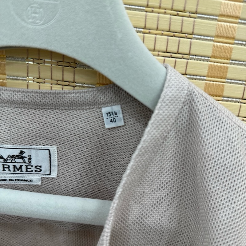 愛馬仕 Hermes CHEMISE BOXY SANS COL 淺灰色男仕長袖襯衫 40碼(15 3/4)全新有吊牌-4