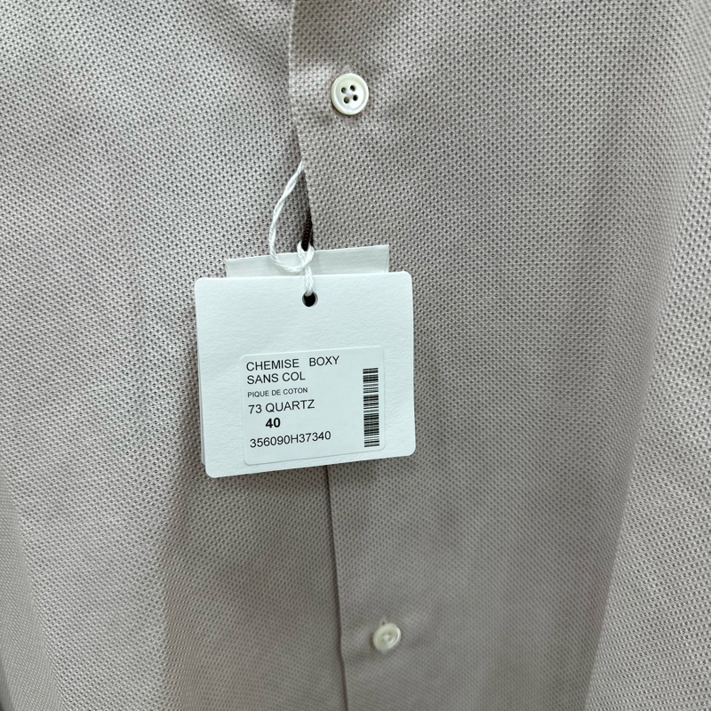 愛馬仕 Hermes CHEMISE BOXY SANS COL 淺灰色男仕長袖襯衫 40碼(15 3/4)全新有吊牌-12