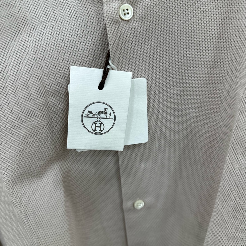 愛馬仕 Hermes CHEMISE BOXY SANS COL 淺灰色男仕長袖襯衫 40碼(15 3/4)全新有吊牌-13