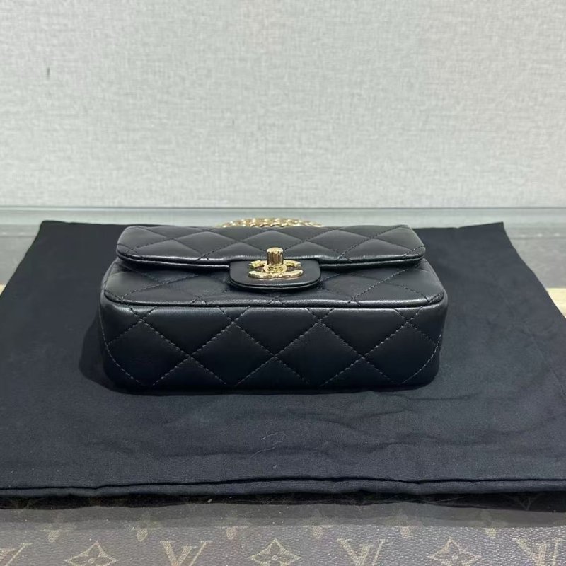 ✨CHANEL 24S黑金壓克力手柄大mini鍊條包18*12*6  全新配件塵袋盒子-2