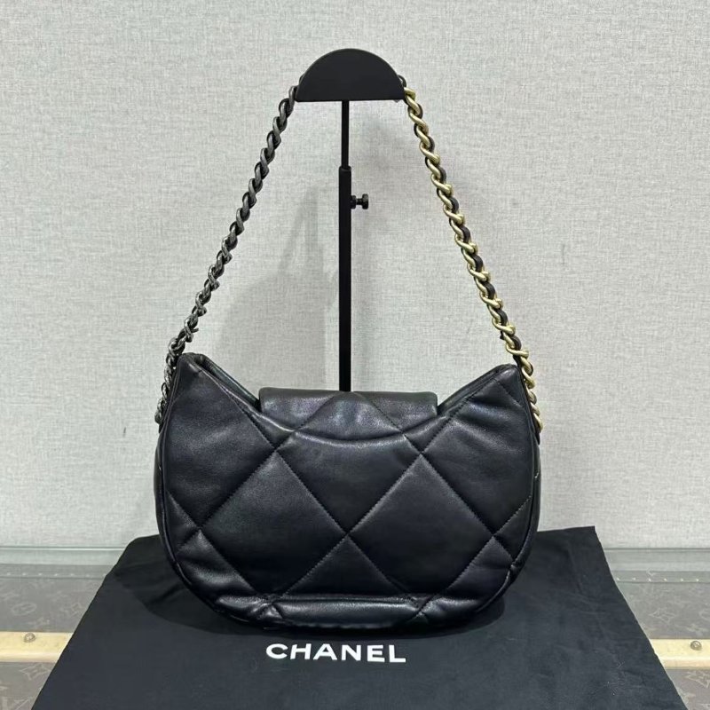 ✨CHANEL 24C新款黑金19bag系列hobo肩背包 25*20*7 99新配件塵袋-5