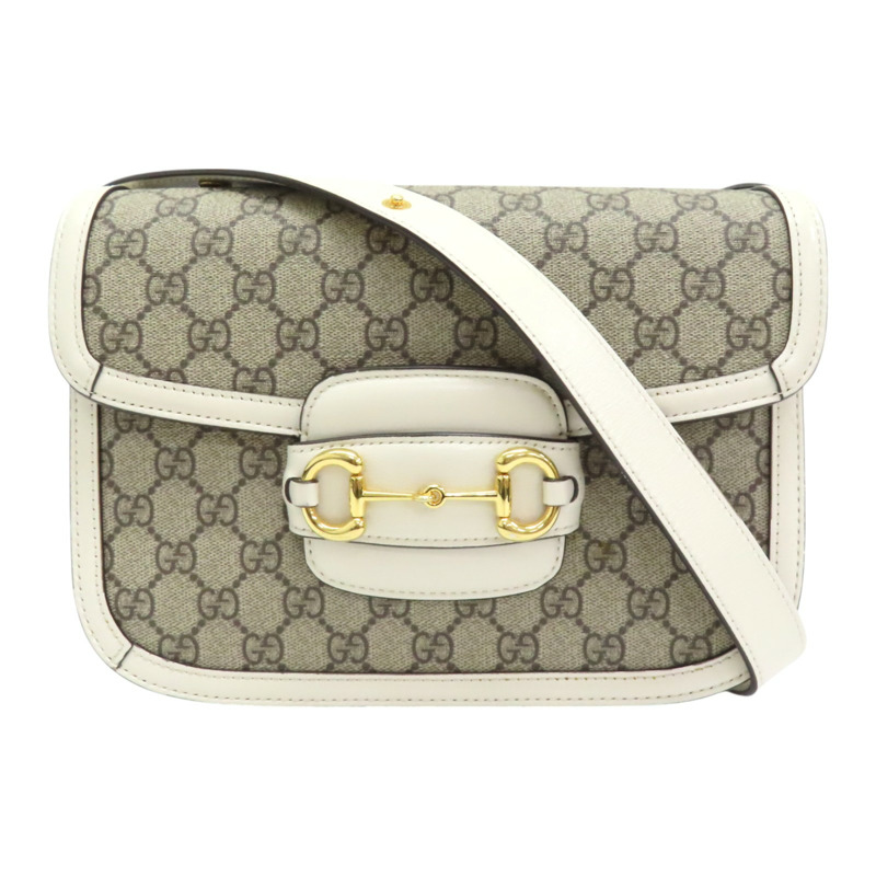 米色 GG Supreme 帆布 1955 Horsebit 肩背包【GUCCI 古馳】 602204-0