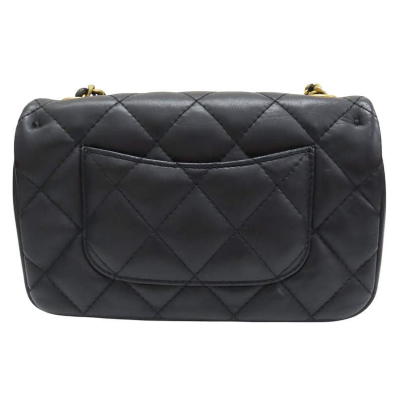 黑色 羊皮 Mini coco 鍊帶 肩背包 金扣 AS3456-1