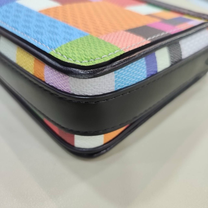 LV N50036 Graphite 3D Studio 彩色彩虹咖啡棋盤格紋郵差包-5