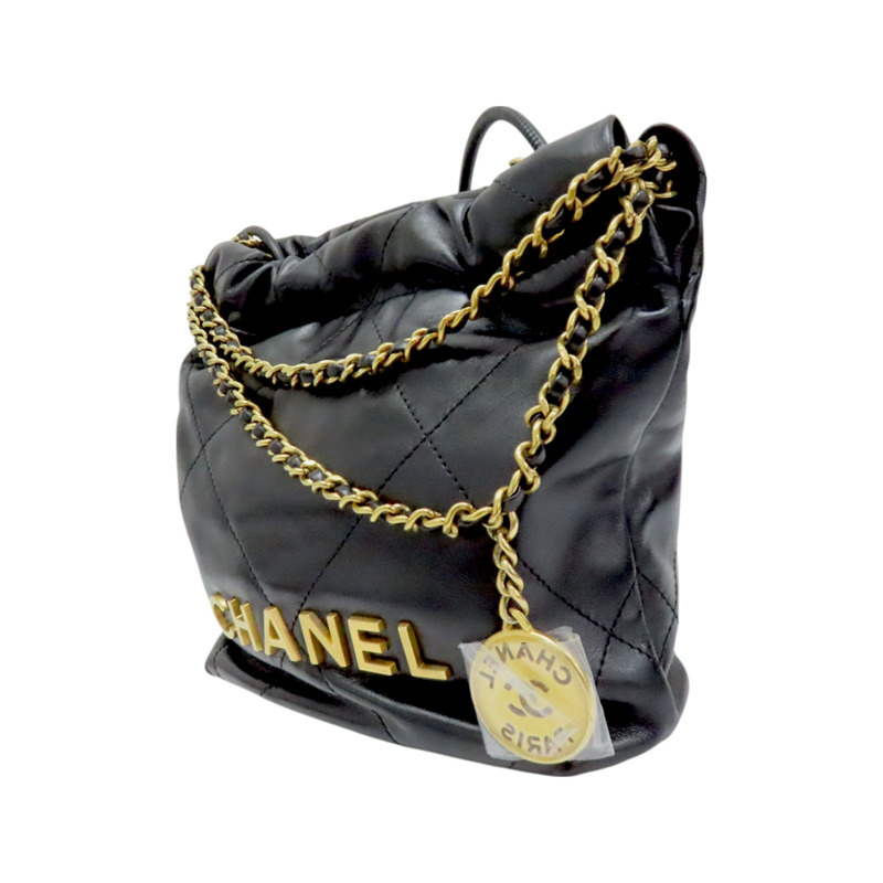 黑色 菱格紋 皮革 22 mini 兩用包 AS3980-2