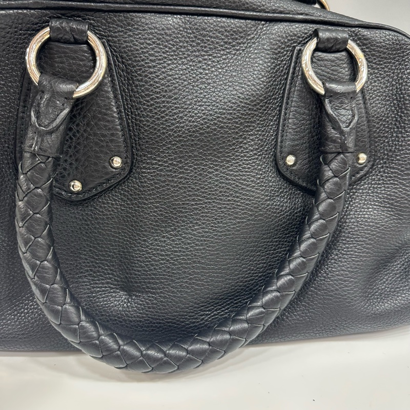 prada bl0310 黑色荔枝皮 銀釦保齡球包 波士頓包-54