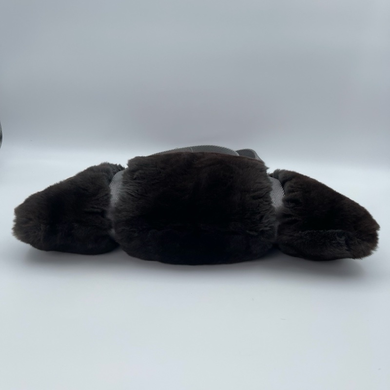 「JL精品代購」香奈兒兔毛拼皮灰綠色手提包-9