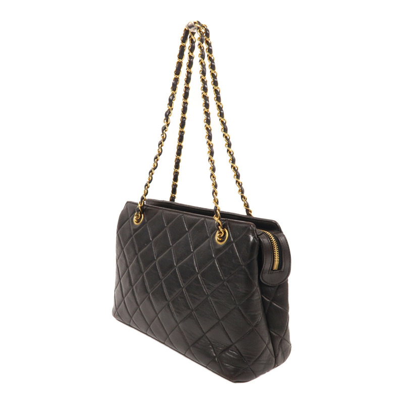 CHANEL 羊皮皮革Vintage Chain Shoulder金扣鏈帶肩背袋-2