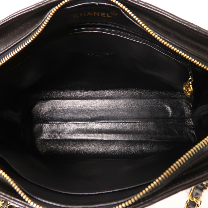 CHANEL 羊皮皮革Vintage Chain Shoulder金扣鏈帶肩背袋-4