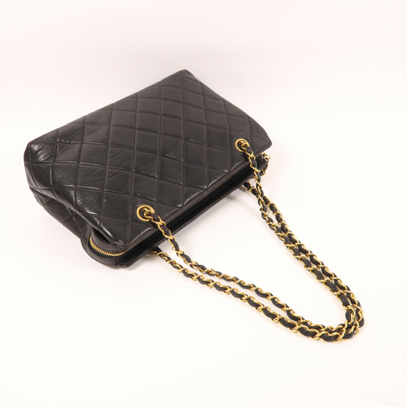 CHANEL 羊皮皮革Vintage Chain Shoulder金扣鏈帶肩背袋-7