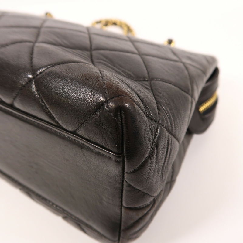 CHANEL 羊皮皮革Vintage Chain Shoulder金扣鏈帶肩背袋-8