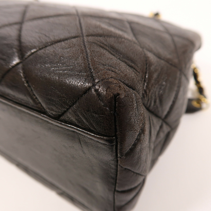 CHANEL 羊皮皮革Vintage Chain Shoulder金扣鏈帶肩背袋-10