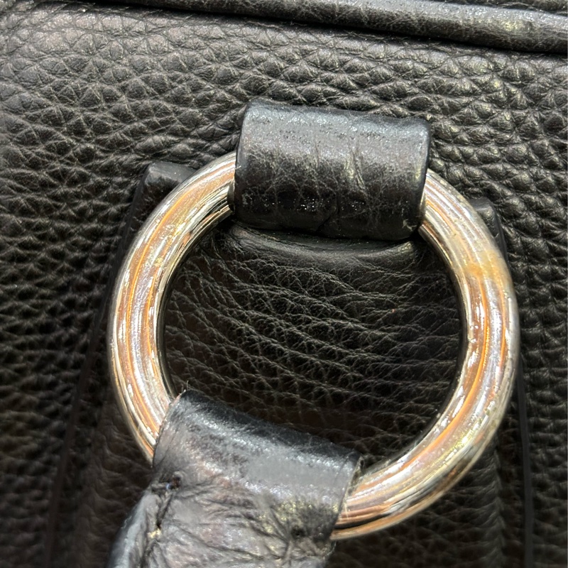 PRADA BL0310 黑色荔枝皮 銀色LOGO 編織把 拉鍊 手提包保齡球包波士頓包-38