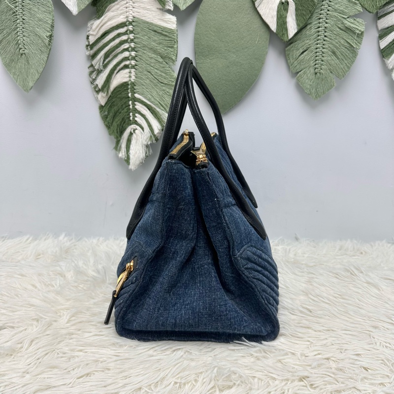 MIUMIU Biker Denim 牛仔藍色金扣Tote Bag 手提包-2