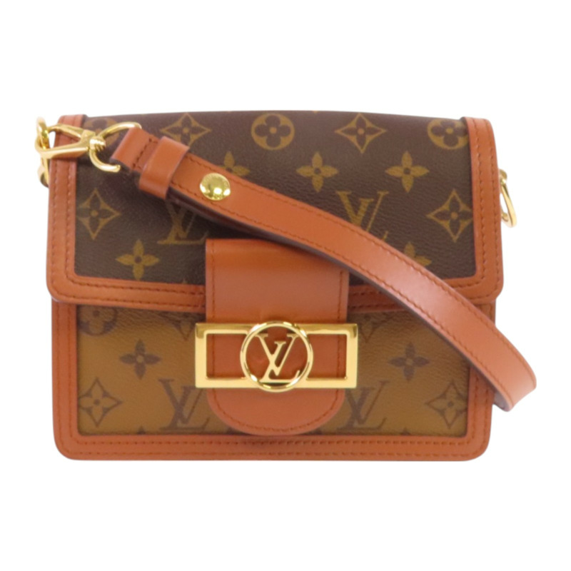 LOUIS VUITTON Monogram Reverse Mini Dauphine金扣肩背袋-0