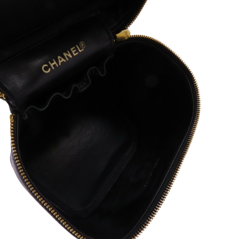 CHANEL 牛皮皮革Vintage Vanity金扣手挽袋-4