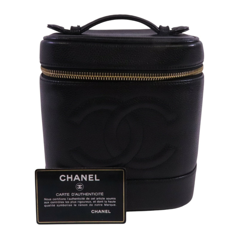 CHANEL 牛皮皮革Vintage Vanity金扣手挽袋-9