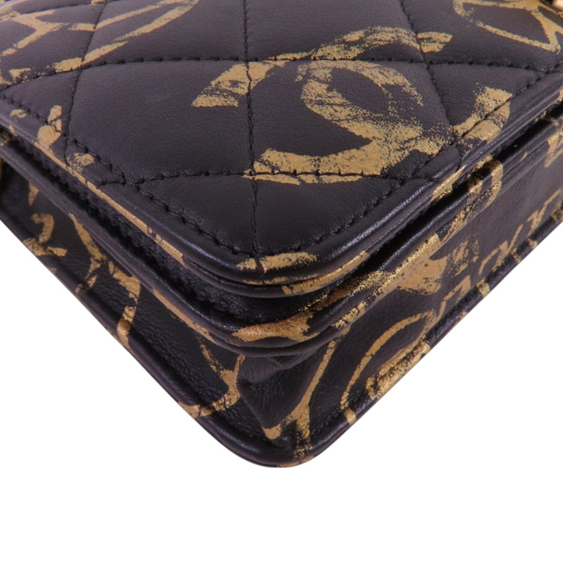 CHANEL 牛皮皮革WOC Wallet On Chain金扣鏈帶肩背袋-10