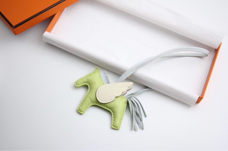 HERMÈS RODEO PEGASE PM BAG CHARM IN JAUNE BOURGEON, BLUE BRUME & NATA-0