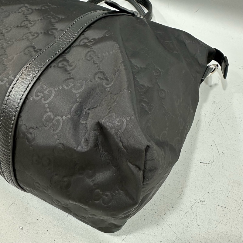 Gucci 510332 黑尼龍GG logo 斜背包購物包-5