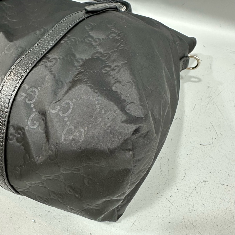 Gucci 510332 黑尼龍GG logo 斜背包購物包-7