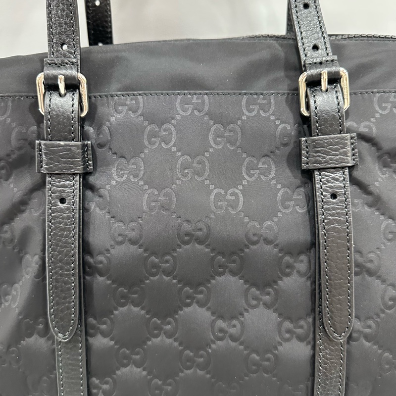 Gucci 510332 黑尼龍GG logo 斜背包購物包-10