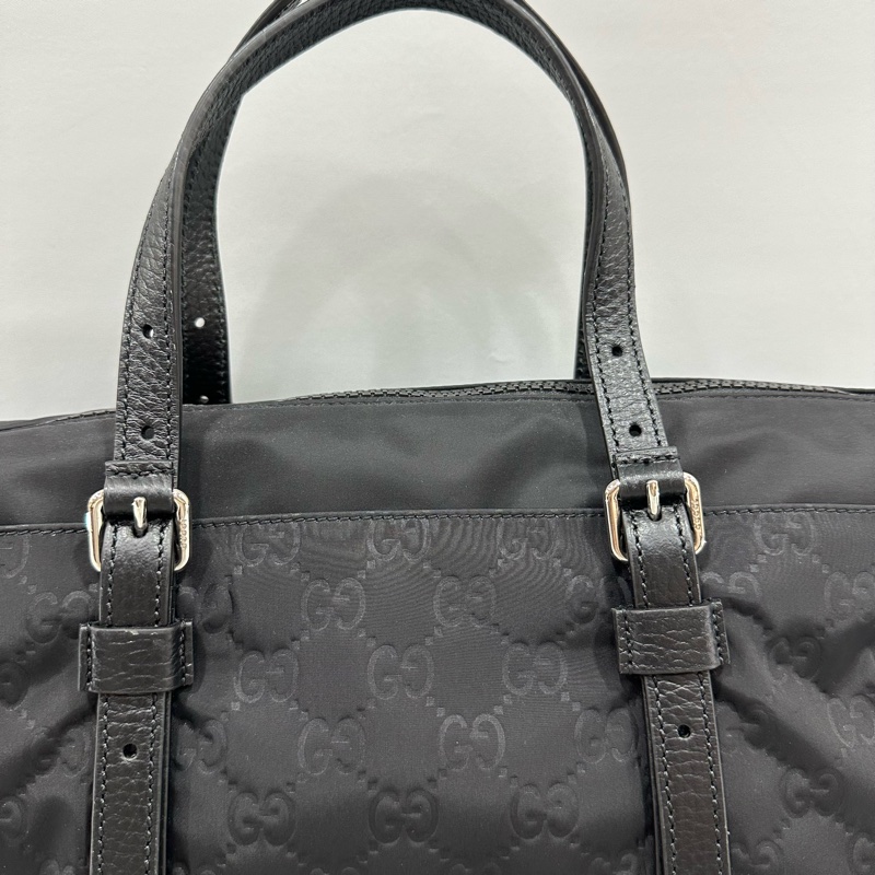 Gucci 510332 黑尼龍GG logo 斜背包購物包-20