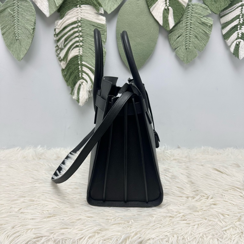 YSL Sac De Jour Small 黑色真皮銀扣Tote bag 手提單肩包-3