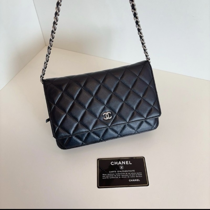 Chanel Lambskin WOC 羊皮 銀釦 有保卡-0