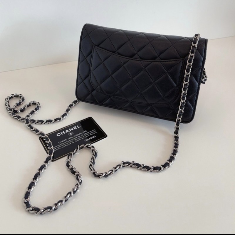 Chanel Lambskin WOC 羊皮 銀釦 有保卡-4