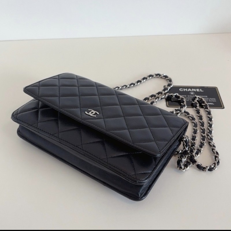 Chanel Lambskin WOC 羊皮 銀釦 有保卡-5