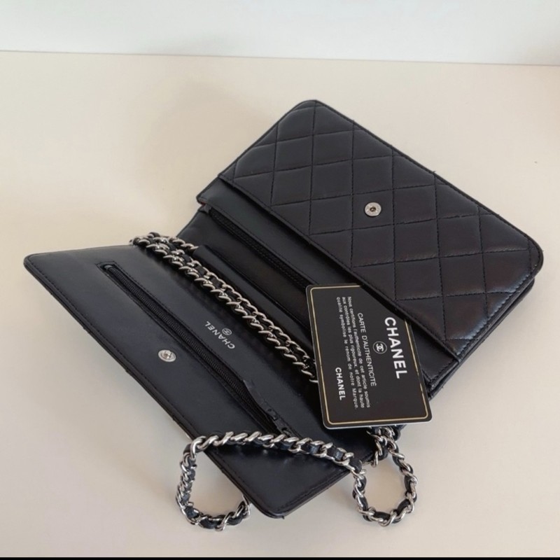 Chanel Lambskin WOC 羊皮 銀釦 有保卡-6