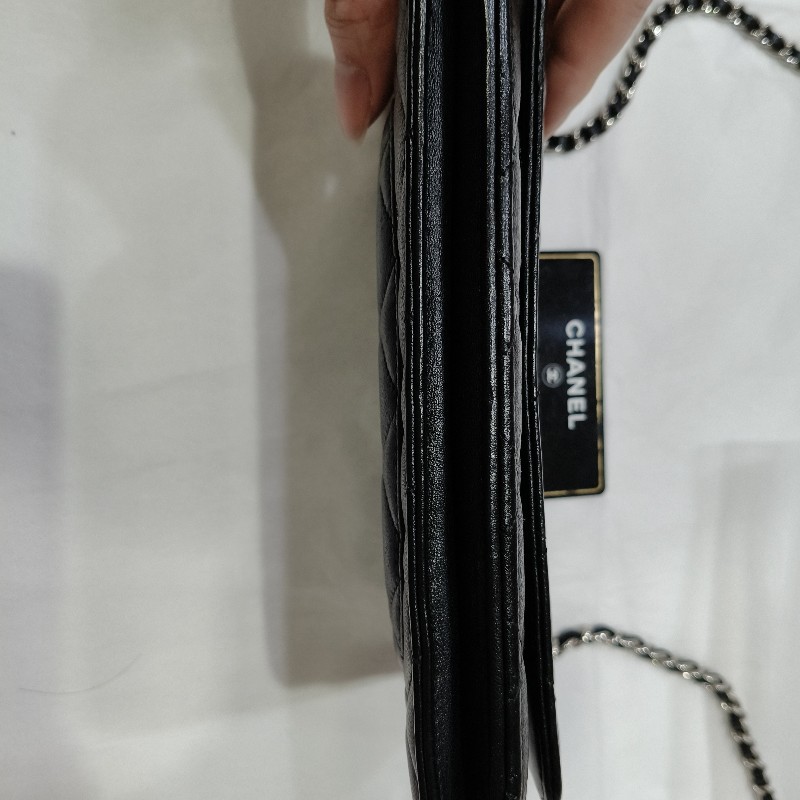 Chanel Lambskin WOC 羊皮 銀釦 有保卡-9