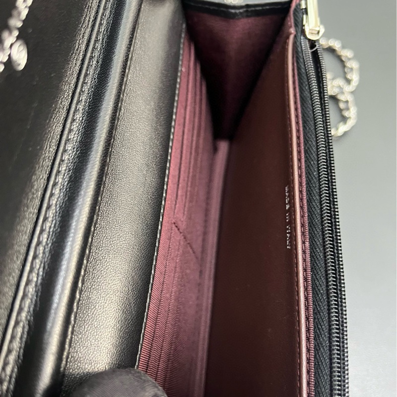 Chanel wallet on chain 黑銀羊皮-17